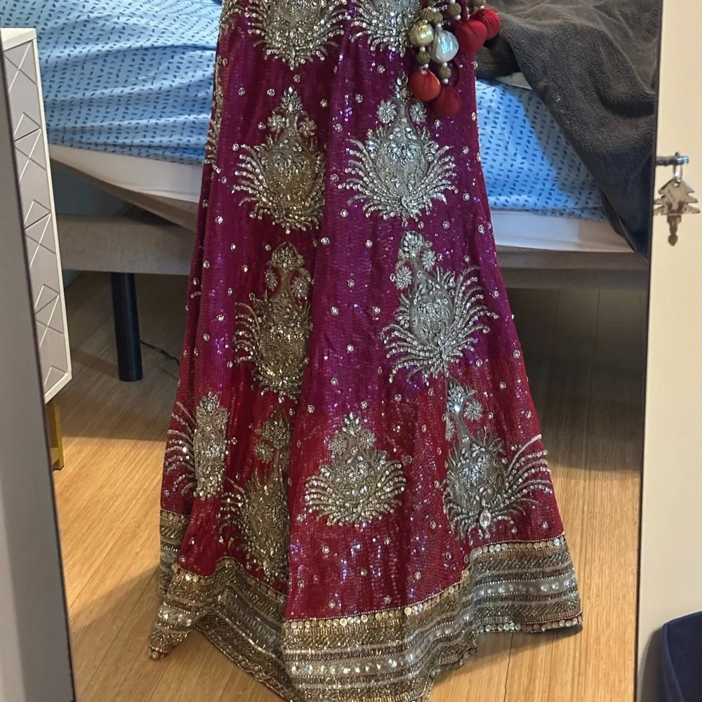 Gyans Elegant Magenta and Gold Embellished Lehenga Set - Picture 3 of 16